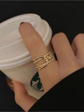 Elegant Gold Buckle Statement Ring - Women Jewelry